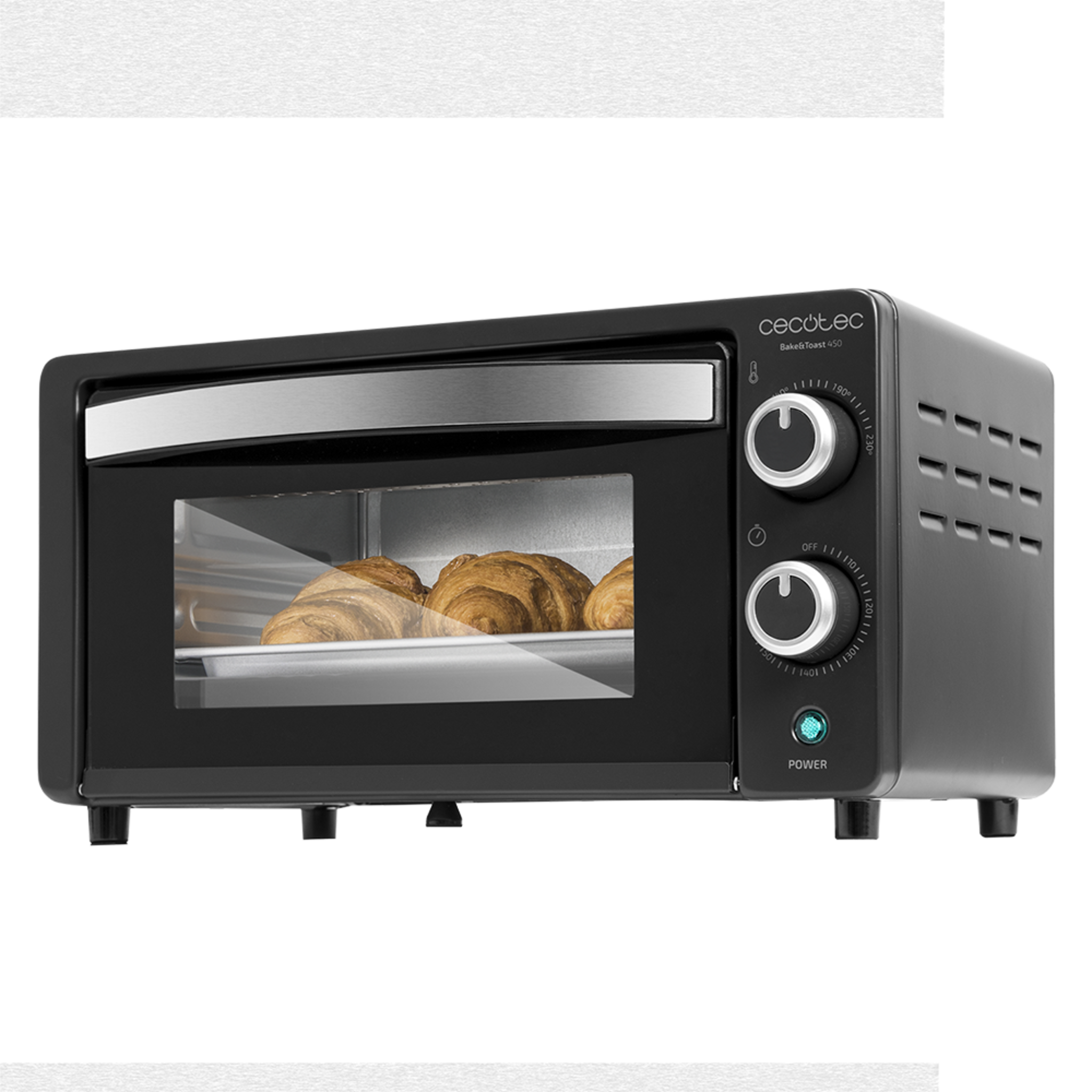 Horno Sobremesa Bake&Toast 450. 1000 W, Capacidad de 10 Litros, Temperatura hasta 230ºC, Temporizador hasta 60 Minutos, Perfecto para Panini y Bollería