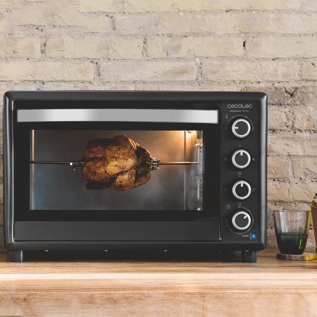 Bake&Toast 750 Gyro. Horno Sobremesa de 2000 W, Capacidad 46 L, 12 Modos, Temperatura hasta 230ºC y Temporizador hasta 60 Minutos, Incluye Accesorio Rustidor con pinzas, Negro