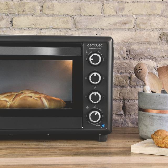 Bake&Toast 750 Gyro. Horno Sobremesa de 2000 W, Capacidad 46 L, 12 Modos, Temperatura hasta 230ºC y Temporizador hasta 60 Minutos, Incluye Accesorio Rustidor con pinzas, Negro