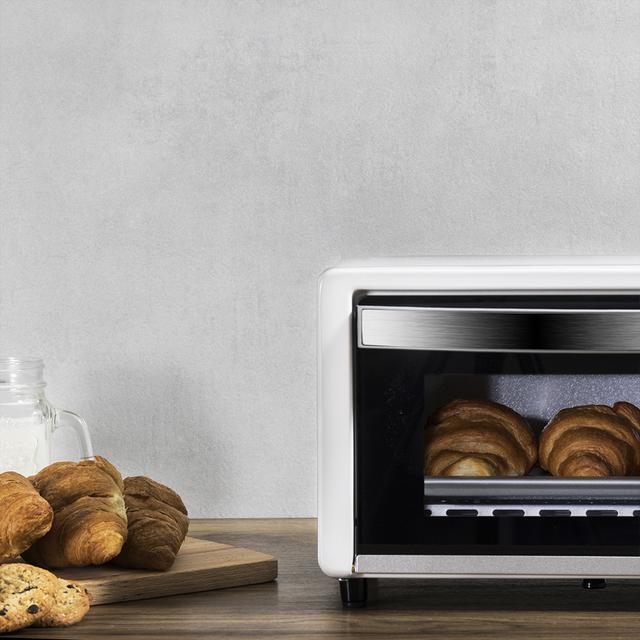 Bake&Toast 490. Horno Sobremesa de 1000 W, Capacidad 10 l, Temperatura hasta 230ºC, Temporizador hasta 60 Min, Perfecto para Panini y Bollería, Incluye Bandeja Recogemigas, Blanco