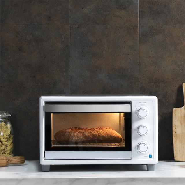 Bake&Toast 590. Horno Sobremesa de 1500 W, Capacidad de 23 litros, Temperatura hasta 230ºC, Temporizador hasta 60 Minutos, 3 Modos de cocción, Incluye Bandeja Recogemigas