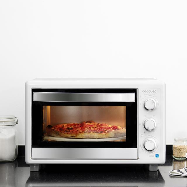 Bake&Toast 610 4Pizza Tischbackofen mit Pizzastein. 1500 W, Elektrischer Multifunktions-Tischbackofen, Konvektionsgaren, Innenbeleuchtung, Doppeltür aus Glas
