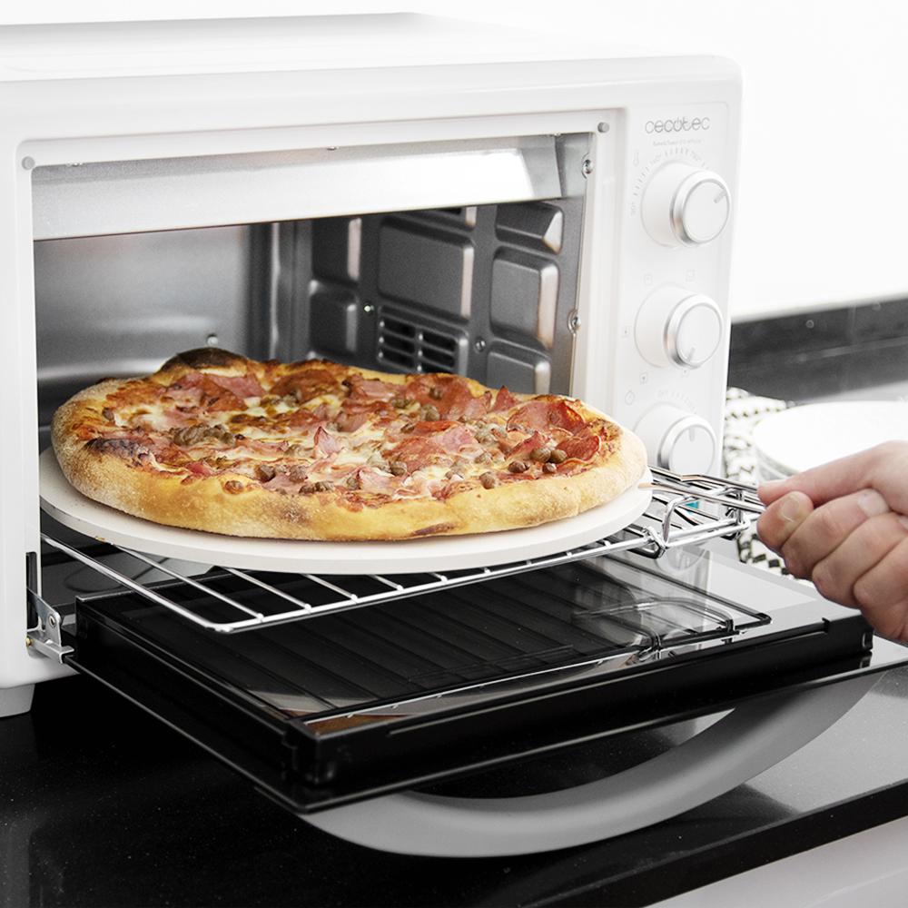 Ideal für Pizza Kochen durch Konvektion Ausgestattet mit Innenlicht und Tür mit Glas Elektro-Multifunktionsofen mit 26 Liter Fassungsvermögen 1500 W. Cecotec Konvektionsofen Bake&Toast 610 Pizza 