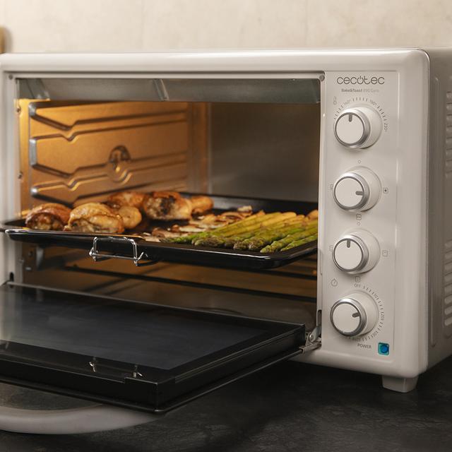 Bake&Toast 890 Gyro.Horno de sobremesa de 2200 W, Capacidad 60 litros, Cocina por convección, 12 Funciones, Incluye Rustidor Giratorio, Luz interior, Puerta de doble cristal