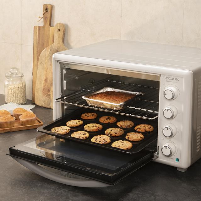 Bake&Toast 890 Gyro.Horno de sobremesa de 2200 W, Capacidad 60 litros, Cocina por convección, 12 Funciones, Incluye Rustidor Giratorio, Luz interior, Puerta de doble cristal