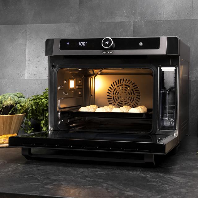 Bake&Steam 3000 Combi. Horno de Vapor Horno 3 en 1: Función Vapor, Convección y Freidora de Aire, Capacidad de 30 litros, 7 Funciones de cocinado, Autolimpieza, Potencia 2220W