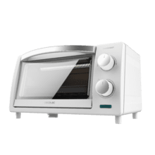 Bake&Toast 1000 White.Horno de Sobremesa Tostador 10 L de 800 W, Calefactores de Cuarzo, Temporizador, Temperatura regulable, Puerta de Doble Cristal y Acabados en Acero Inox