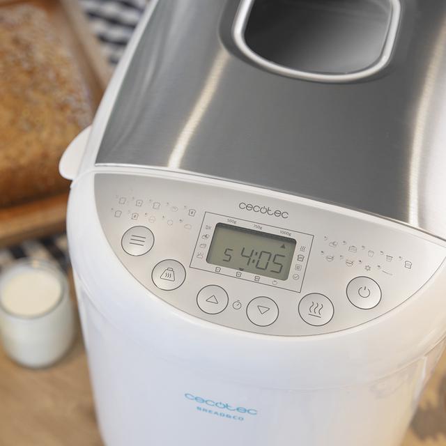 Bread&Co 1000 Delicious. Máquina de pão com19 Programas, 1 kg, 15  Horas programáveis, Tigela adequada para lavar na máquina da loiça, Livro de receitas