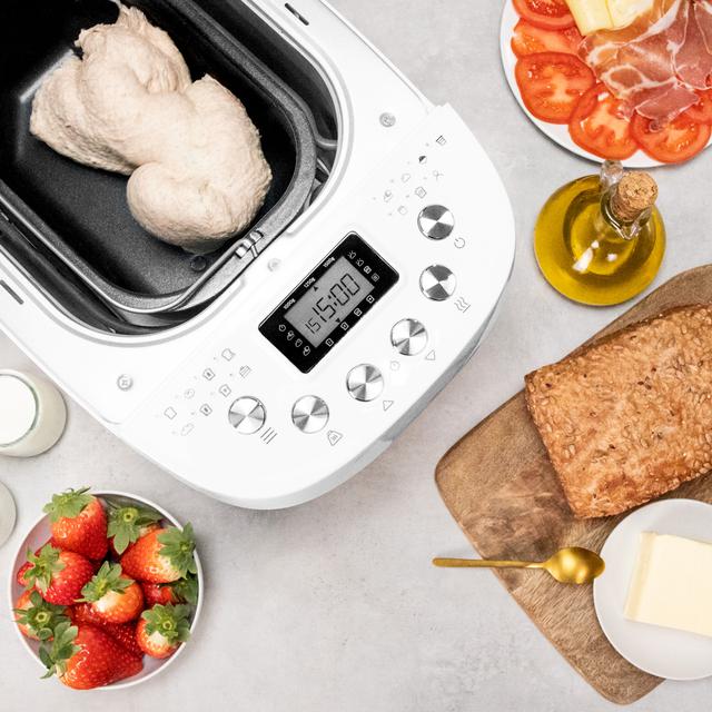 Bread&Co 1500 PerfectCook. Máquina de pão de 850 W, 1,5 kg, 15 Programas, 15 horas programáveis, 2 Resistência, Tigela àpta para máquina de lavar loiça, livro de receitas