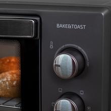 Bake&Toast 2800 Black. Horno de Sobremesa de Convección 28 L de 1600 W, Multifunción, 6 Modos de Calor, Temporizador, Temperatura regulable, Puerta de Doble Cristal, Acero Lacado