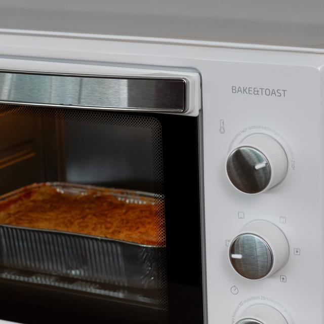 Tisch-Konvektomat 28 L Bake&Toast 2800 Weiß. 1600 W, Multifunktion, 6 Heizmodi, Timer, einstellbare Temperatur, doppelt verglaste Tür, lackierter Stahl