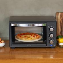 Mini-four à convection de 30 L Bake&Toast 3000 4Pizza Black Gyro. 1600 W, multifonction, pierre à pizza, double porte en verre et en acier et rôtissoire giratoire.