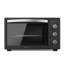 Bake&Toast 3000 4Pizza Black Gyro. Horno de Sobremesa de Convección 30 L de 1600 W, Multifunción, Piedra para hornear Pizza, Puerta Doble Cristal y Acero, Incluye Rustidor giratorio