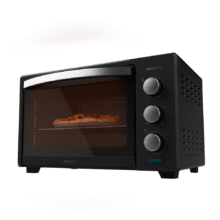 Bake&Toast 3000 4Pizza Black Gyro. Horno de Sobremesa de Convección 30 L de 1600 W, Multifunción, Piedra para hornear Pizza, Puerta Doble Cristal y Acero, Incluye Rustidor giratorio