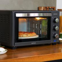 Bake&Toast 3000 4Pizza Black Gyro. Mini-forno de convecção 30 L com1600 W, Multifunções, Pizza Baking Stone, Porta Dupla em Vidro e Aço, Inclui Torrador Rotativo