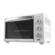 Bake&Toast 3000 4Pizza White Gyro. Mini-forno de convecção 30 L com1600 W, Multifunções, Pizza Baking Stone, Porta Dupla em Vidro e Aço, Inclui Torrador Rotativo