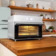 Mini-four friteuse à air chaud Bake&Fry 3000 Touch White. 1800 W, 30 litres de capacité, convection, écran tactile, 18 fonctions préétablies, minuterie et design en blanc.