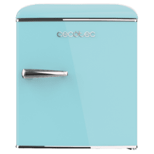 Bolero CoolMarket TT Origin 45 Blue E Mini-réfrigérateur rétro bleu de 55 cm de hauteur et 44,7 cm de largeur avec une capacité de 45 litres, classe énergétique E, Icebox et poignée chromée.