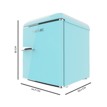 Bolero CoolMarket TT Origin 45 Blue E Mini frigorifero da tavolo blu retrò alto 55 cm e largo 44,7 cm con capacità di 45 litri, classe energetica E, Icebox e maniglia cromata.