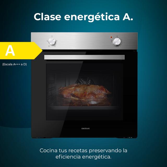 Cecotec Forno Integrabile Bolero Hexa C126000 - 77L, Classe A, 2800W, Funzione Vapore, 4 Programmi, Vetro Triplo, Inox, Per Famiglie - Foto 3