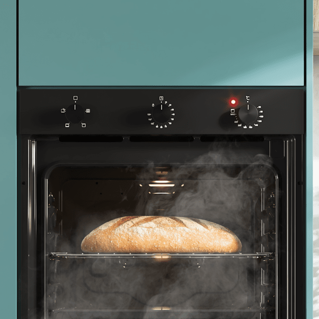 Bolero Hexa C136000 Glass Black Time A Horno Integrable de 77 L de capacidad, 4 funciones, Timer, 2800 W.