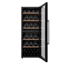 Bolero GrandSommelier Duo 77000 Black Vinoteca de 77 botellas de capacidad con sistema compresor de enfriamiento que garantiza un alto rendimiento, ofreciendo una doble zona, tanto para vino tinto, como blanco o champagne. Temperatura regulable y luz LED interior.