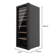 Bolero GrandSommelier B98 Black Vinoteca de 98 botellas de capacidad con sistema compresor de enfriamiento,  que garantiza un alto rendimiento. Temperatura regulable y luz LED interior.