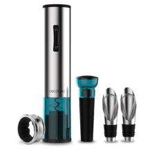 Cavatappi elettrico InstantCork 1000 Gourmet. Luce LED, Ago elicoidale, Funzionamento a batteria, corpo in acciaio inossidabile