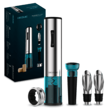 Cavatappi elettrico InstantCork 1000 Gourmet. Luce LED, Ago elicoidale, Funzionamento a batteria, corpo in acciaio inossidabile