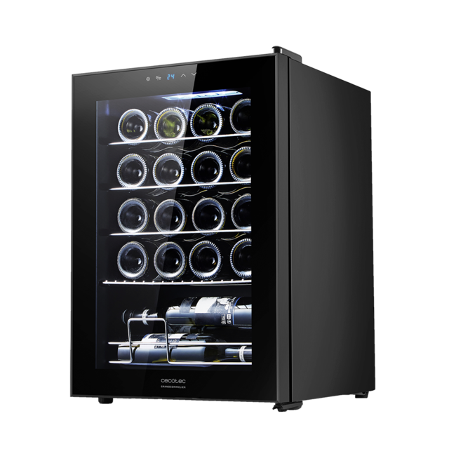 Cave à vin GrandSommelier 20000 Black Compressor. 20 bouteilles, compresseur, haute performance garantie, température réglable et lumière LED à l'intérieur.