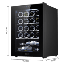 GrandSommelier 20000 Black Compressor. Cave de vinho de 20 Garrafas, Compressor, Garantia de alto desempenho, Temperatura ajustável e luz interior