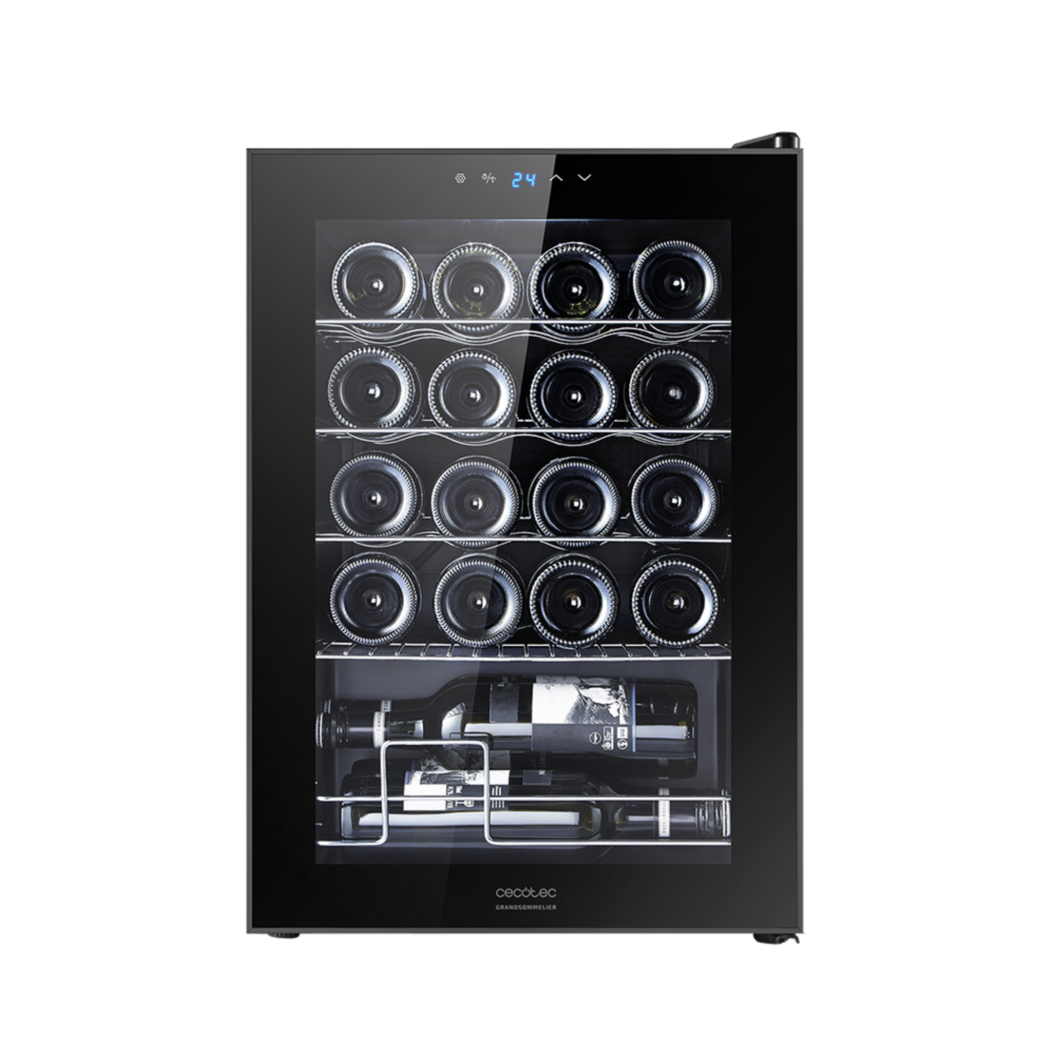 GrandSommelier 20000 Black Compressor Weinkühlschrank 20 Flaschen, Kompressor, garantierte hohe Leistung, einstellbare Temperatur und LED-Innenbeleuchtung.
