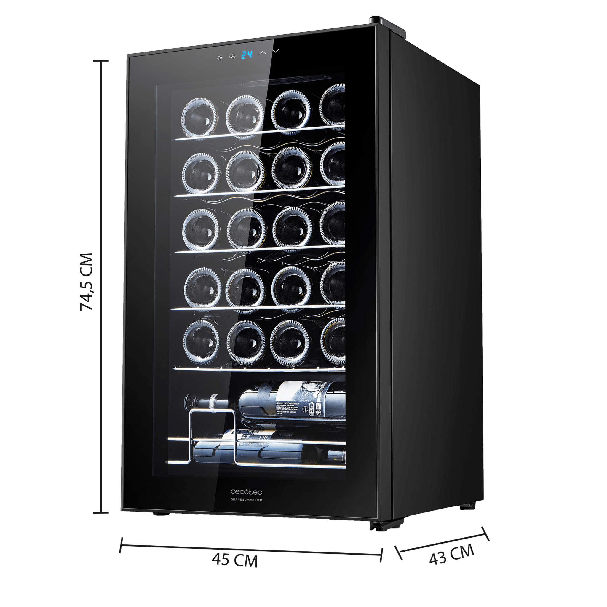 GrandSommelier 24000 Black Compressor Vinoteca 24 botellas Cecotec
