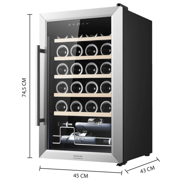 Cantinetta vino GrandSommelier 24000 Inox Compressor. 24 bottiglie, compressore, rendimento elevato garantito, temperatura regolabile e luce LED interna