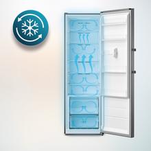 Bolero CoolMarket 1D 360 inox E Frigorífico de una puerta con gran capacidad de 362 litros, Total No Frost, Crisper Box, Multi Airflow, Fast Cooling, Puerta reversible ideal para combinar con un congelador vertical. Motor Inverter Plus.