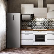 Bolero CoolMarket UF 380 inox Congelador vertical convertible a frigorífico con capacidad de 380 Litros, 185.5cm de alto y 71cm de ancho, compresor inverter de bajo consumo, display en puerta, acabado inox, NoFrost, clase energética E