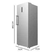 Bolero CoolMarket UF 380 inox Congelador vertical convertible a frigorífico con capacidad de 380 Litros, 185.5cm de alto y 71cm de ancho, compresor inverter de bajo consumo, display en puerta, acabado inox, NoFrost, clase energética E