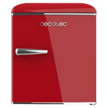 Bolero CoolMarket TT Origin 45 Red E Mini refrigerador de mesa retrô vermelho, 55cm de altura e 44,7cm de largura com capacidade de 45L, classe energética E, Icebox e alça cromada.