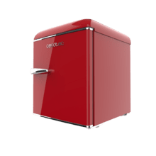 Bolero CoolMarket TT Origin 45 Red E Mini frigorifero da tavolo rosso retrò alto 55 cm e largo 44,7 cm con capacità di 45 litri, classe energetica E, Icebox e maniglia cromata.