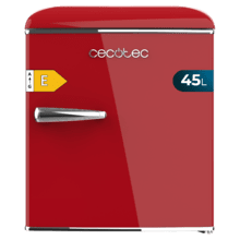 Bolero CoolMarket TT Origin 45 Red E Mini refrigerador de mesa retrô vermelho, 55cm de altura e 44,7cm de largura com capacidade de 45L, classe energética E, Icebox e alça cromada.