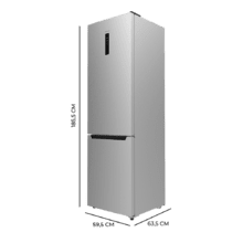 Bolero CoolMarket Combi 322 Inox D Frigorífico Combi Inox con 322 litros de capacidad, 185 de alto y 60 cm de ancho, con motor inverter y clase D. Con sistema Multi Air flow, Total No Frost y 2 cajones para los productos frescos.