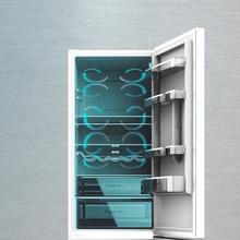 Bolero CoolMarket Combi 322 Inox D Frigorífico Combi Inox con 322 litros de capacidad, 185 de alto y 60 cm de ancho, con motor inverter y clase D. Con sistema Multi Air flow, Total No Frost y 2 cajones para los productos frescos.