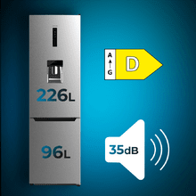 Frigor?fico Cecotec Bolero CoolMarket Combi 322 - Clase D, 185cm, 322L,  Inverter, NoFrost MultiFlow