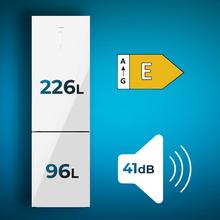 Bolero CoolMarket Combi 322 Glass White E Frigorífico con congelador de cristal blanco con 322 litros de capacidad, 185 cm de alto, 60 cm ancho y clase energética E. Con sistema Multi Air Flow, Total No Frost y 2 cajones para los productos frescos.