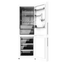 Bolero CoolMarket Combi 322 Glass White E Frigorífico con congelador de cristal blanco con 322 litros de capacidad, 185 cm de alto, 60 cm ancho y clase energética E. Con sistema Multi Air Flow, Total No Frost y 2 cajones para los productos frescos.