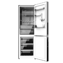 Frigorífico Bolero CoolMarket Combi 322 Black E Frigorífico com congelador de vidro precom uma capacidade de 322 litros, 185 cm de altura, 60 cm de largura e classe E. Com sistema Multi AirFlow, Total No Frost e 2 gavetas para produtos frescos.