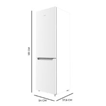 Bolero CoolMarket Combi 250 White D Frigorífico Combi White com uma capacidade de 250 litros, 180 de altura e 55 cm de largura, classe D e Motor Inverter Plus. Com sistema Multi Air Flow, Total No Frost e 2 gavetas para produtos frescos.