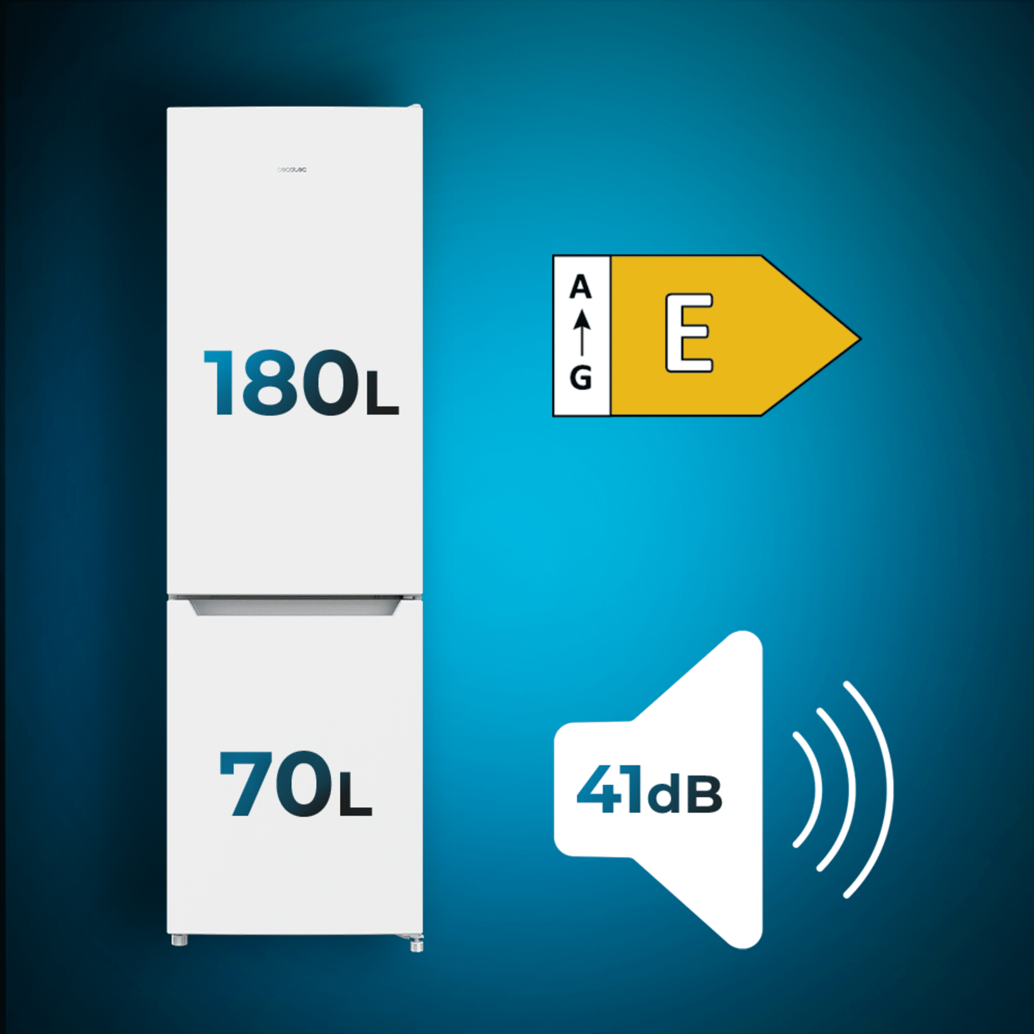 Frigorifero Combinato Cecotec Bolero CoolMarket Combi 250 Bianco - 250L, No Frost, Classe E, 181cm X 55cm