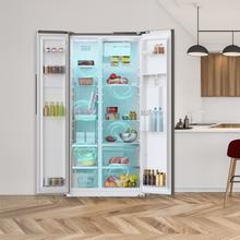 Bolero CoolMarket SBS 559 Dark D Frigorífico americano con 559 litros de capacidad, 177x91 cm, Clase D, NoFrost, Compresor Inverter, Dispensador de Agua con depósito, Display en puerta, Fast Freezing, Modo Smart, MultiAirFlow