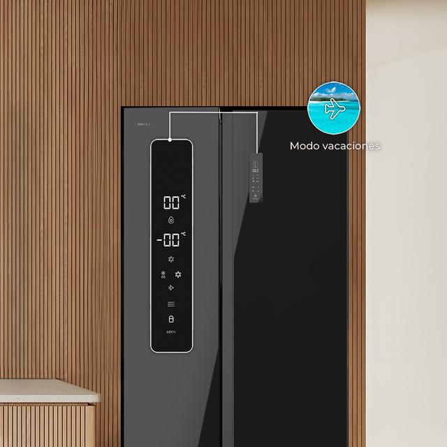 Bolero CoolMarket SBS 550 Glass E Frigorífico Americano Side by Side Glass com 550 l de capacidade, 177 cm de altura e 90 cm de largura, classe E, com sistema Multi Air Flow, Total No Frost, Motor Inverter Plus.